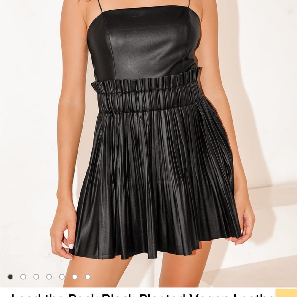Lulu's Pleated High Waisted Vegan Leather SkirtNWT